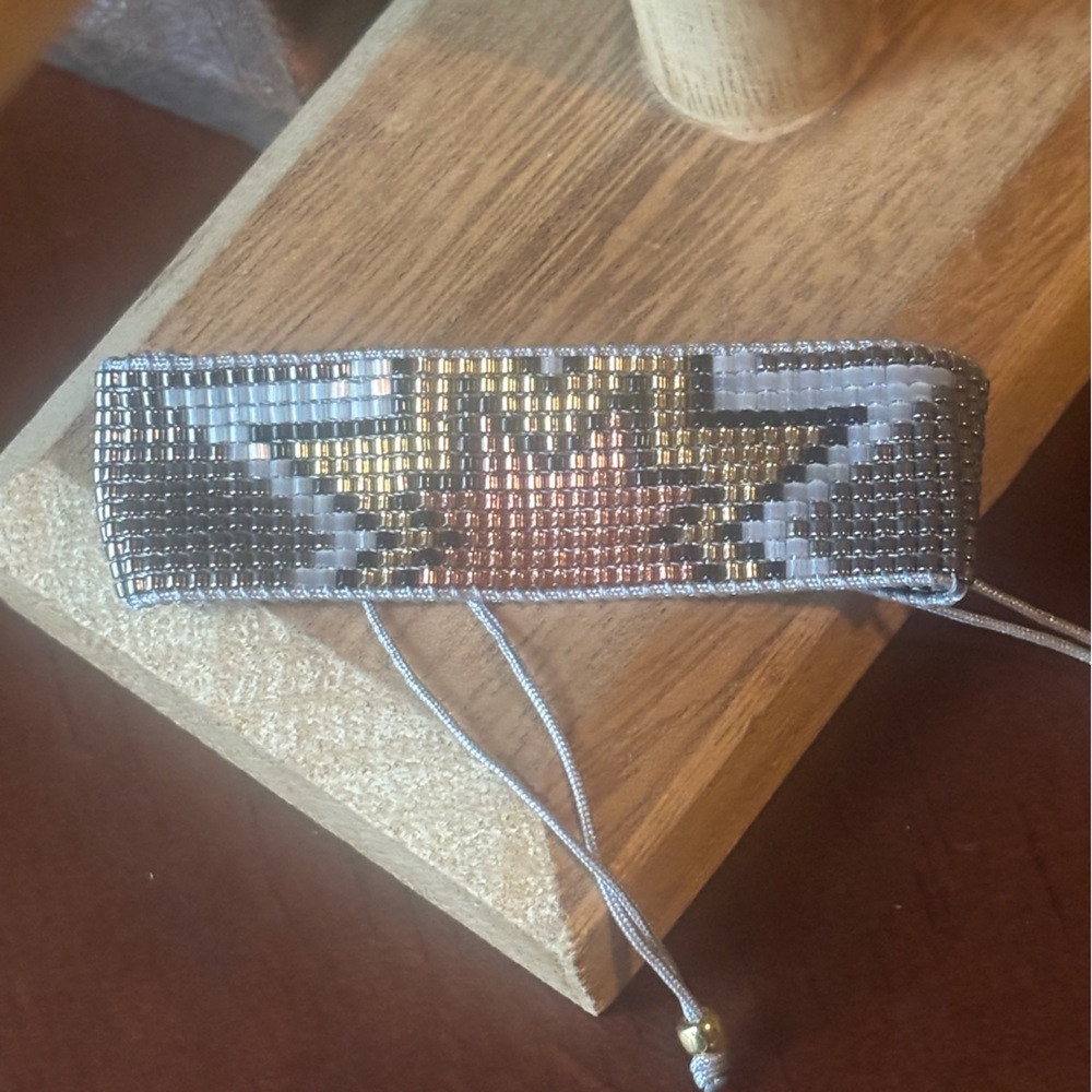 Gunmetal and Gold Miyuki Seed Beaded Bracelet